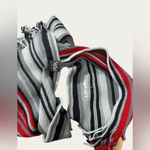 Snap-On Branded Wild Striped Scarf in Red, Black & Gray - NEW